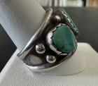 Vintage Native American Signed Mw Sterling 3 Turquoise Stone Ring