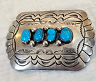 Vintage Southwest na Sterling Silver  Turquoise Belt Buckle