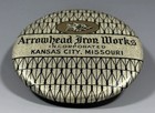 Vintage Antique Advertising Pocket Mirror Arrowhead Ironworks Great Coloring