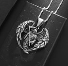 316l Stainless Steel Skull Grim Reaper W  Wings High Quality Pendant Necklace