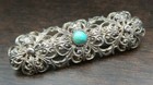Beautiful Ornate Antique European 800 Silver   Turquoise Designer Brooch