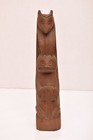 Vtg Alaska Native American Totem Pole Hand Carved Cedar 9 75  Northwest Coast