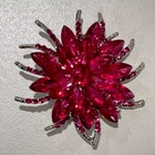 Hot Pink  Rhinestone Brooch Bridal Embellishment Large Brooch Gift Pin Flower