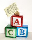 2020 Abc Blocks - Old World Christmas Blown Glass Ornament New W tag 44161