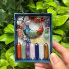 9pcs Pointed Quartz Crystal chakra Healing Stones And Crystals Set hexagon Rose