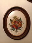 Vintage Mcm Lolarose Oval Framed Pressed  Dried Flower Wall Art Framed Set Of 2 