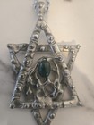 Vintage Israeli Brutalist Star Of David Pendant Necklace     Natural Eilat Stone