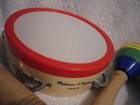 Melissa   Doug Wooden Percussion Musical Instruments 5 Pieces Tambourine Maracas