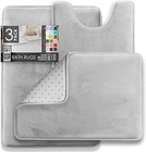 3 Piece Bathroom Rugs Bath Mat Set  Velvet Memory Foam Bath Mats For Bathroom