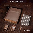 Portable Cigar Humidor Box Leather Travel Case With Cutter Punch Humidifier 4 Ci