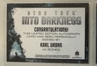 Star Trek Into Darkness Karl Urban Autographed Insert Card