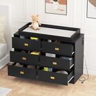 Baby Changing Table Dresser W  6 Drawer Wooden Chest Of Drawers For Nursery