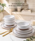 Ceramic Dinnerware Set For 8  24 Piece White Plates And Bowls Dinnerware Set
