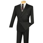 Vinci Men s Black Double-breasted Suit W  Adjustable Waist  Reg-fit - New