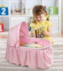 Badger Basket Folding Doll Cradle Rosebud Fabric Fits American Girl Dolls Boxed