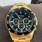 Bulova Marine Star Chronograph 41 55mm Black Dial Gold Men s Watch 98b406