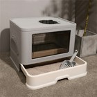 Versatile Closed Cat Litter Box Large Space Kitty Litter Tray W  Massager Scoop