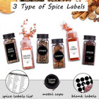 25 Spice Jars With 547 Labels- Glass Spice Jars With Black Metal Caps  4oz Empty