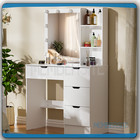 Vanity Desk Makeup Dressing Table With Led Mirror And 4 Drawers   Cut Pull White