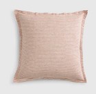 New Quince European 100  Linen Euro Pillow Sham 26   x26    Terracotta white Stripe