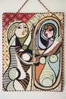Vintage Picasso Abstract  girl Before A Mirror  Needlepoint Art 14  X 18 