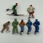 1930 Barclay Cast Metal Set  1 Skier   6 Ice Skaters Winter Figures Vintage Euc