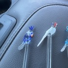 Lot Of 7 Vtg Cocktail Swizzle Stir Sticks Blown Glass Barware Birds Parrot Tucan