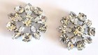 Two Floral Shape Clear Faceted  Buttons Vintage