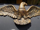 Vintage Black   Gold Cast Metal Bald Eagle Wall Hanging 17  Wing Span