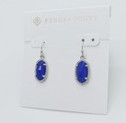 New Kendra Scott Lee Silver Drop Earrings In Blue Cat s Eye