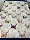Vintage Hand-appliqu  d Scrappy Butterfly Quilt 100in X 89in See Pics For Patina