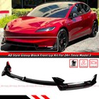 For 24-26 Tesla Model 3 Highland Ad Winglet Style Gloss Black Front Lip Splitter