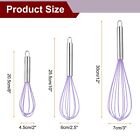 3pcs Silicone Whisk 8  10  12  Kitchen Whisk Wire Whisks Beater Purple