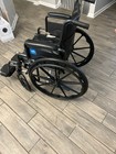 Medline Manual Wheelchair Black Steel Detachable Footrests Wheel Locks Adult