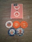 Vintage Las Vegas Playing Cards With 5 Poker Chips From Various Casinos