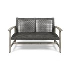 Outdoor Acacia Wood Wicker Loveseat Patio Furniture Conversation Set