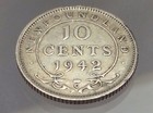 1942 C Newfoundland Canada 10 Cents Dime Km  20 Circulated Coin B754