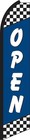Open Blue Checkered 15  Tall Swooper Flag   Pole Kit Feather Super Bow Banner