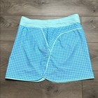 Lands  End 17  Board Skort Swim Skirt Blue Mint Gingham Plaid Size 12