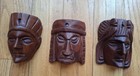 3 Vtg  Hand Carved Wood Tribal Native Mayan Guatemala  Face Mask 