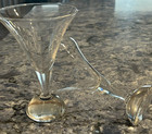 Vintage Fluted Half Ball Base Martini Cocktail Champagne Glass Mcm Set Of 2