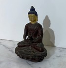 Beautiful Vintage Nepal Bronze Statue Of Shakyamuni Buddha With Gold Face