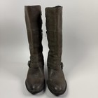Born Boots Womens Size 9 Brown Leather Mid Calf Riding Zip Buckle Heel R72022