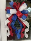 Handmade Red White Blue Patriotic 4th Memorial Day Wreath Lantern Bow Decor