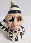 Rare Vtg Cast Iron Bank Mechanical Money Box Bandit Prisoner Convict Coin In Eye