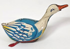 Vintage Inakita Japan Tin Litho Wind Up Swimming Swan Duck Toy W key