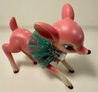 Retro Style Mcm Pink Christmas Reindeer Deer Bambi Fawn Figurine Vintage Decor