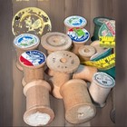 35 Vintage Mixed Lot Wooden Thread Spools And Sewing Notions