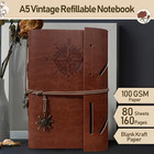 Pu Leather Journal Notebook  Refillable Vintage Journal Travel Diary With Kraft