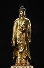 Old Tibet Buddhism Pure Bronze Gilt Shakyamuni Sakyamuni Amitabha Buddha Statue